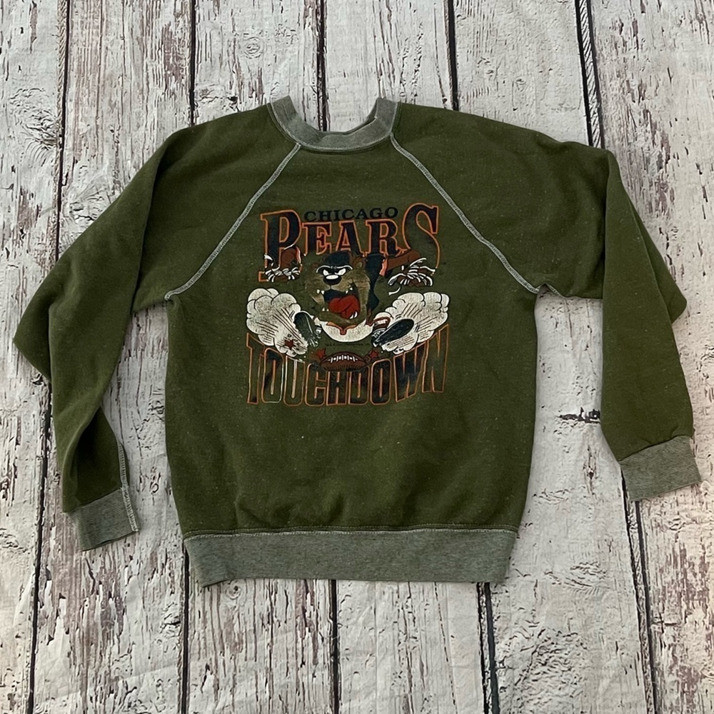 Vintage Tasmanian Devil Looney Tunes Chicago Bears 1990s Sweatshirt Kids Boys